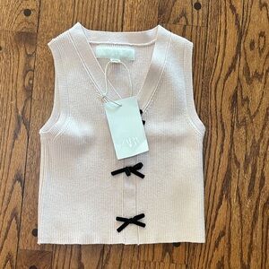 Zara Cream Vest with Black Bow Details